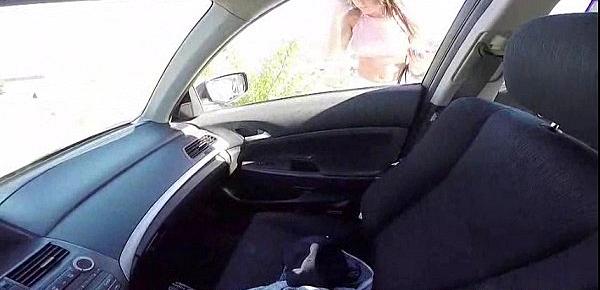  Busty teen Rahyndee James lets stranger fuck her for a ride